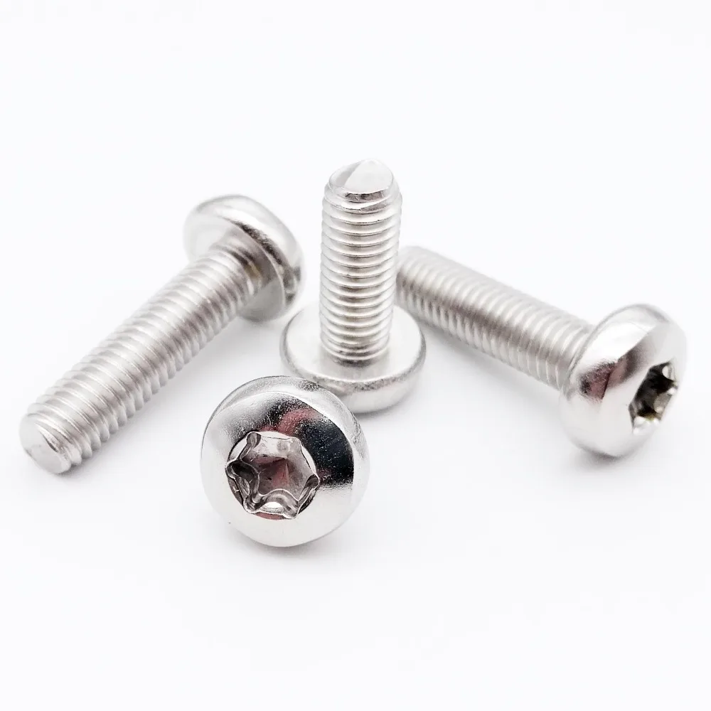 10/50pcs M2 M2.5 M3 M4 M5 M6 M8 304 A2-70 stainless steel GB2672 Six-Lobe Torx Pan Head Screw Bolt Six Lobe Round Length=3-80mm