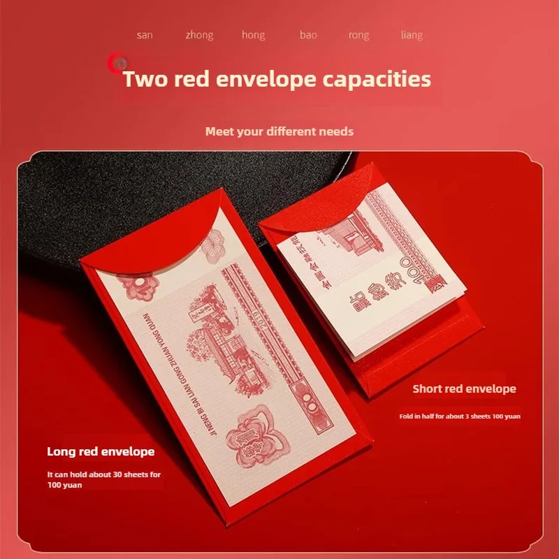 Wholesale Printing Design Logo Chinese New Year Wedding Gold Foil Hot Stamping Red Envelope Customization