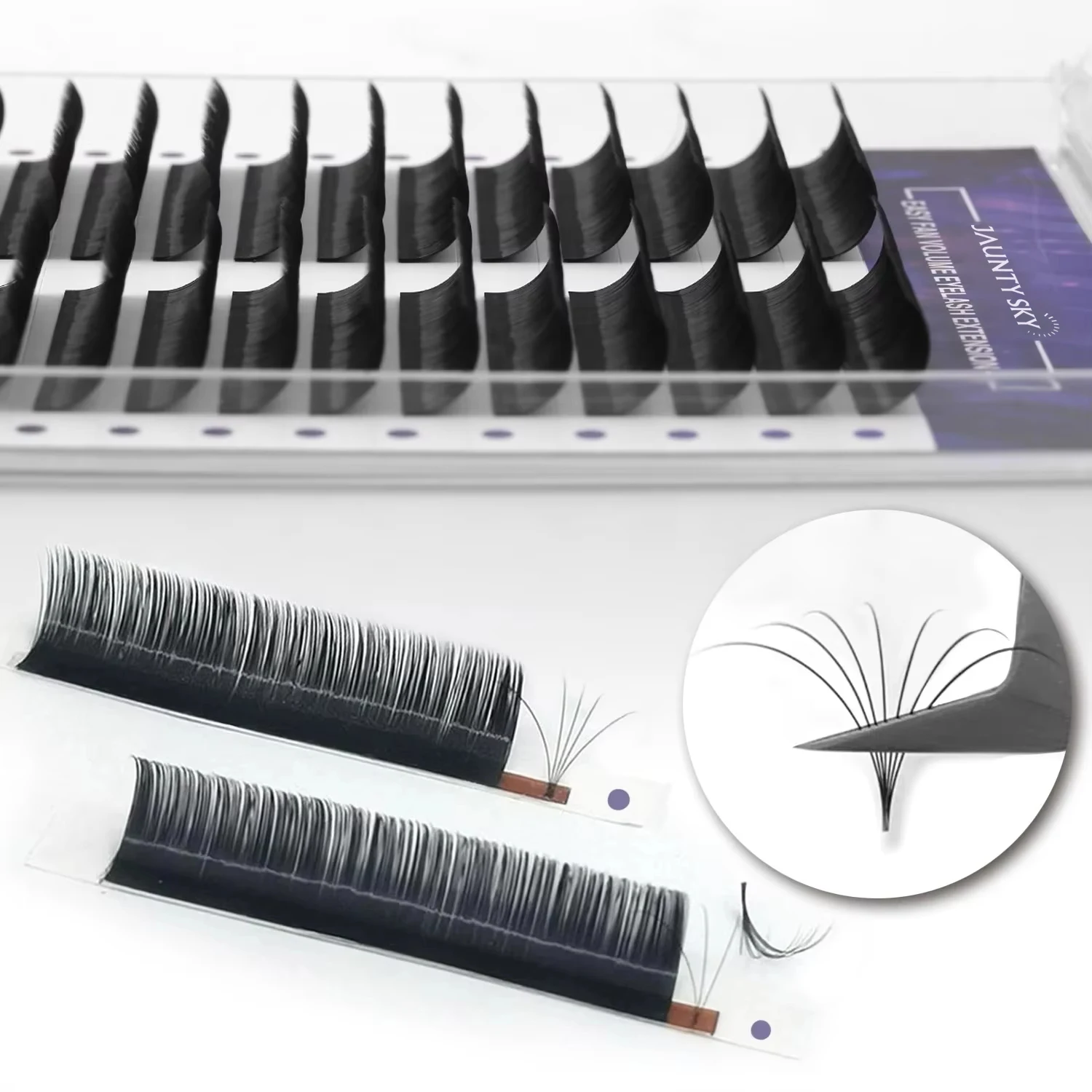 Easy Scalloped Individual Eyelash Extensions Fast Eyes Jumbo Scallop 24 Lines Lashes Bloom Matte Black