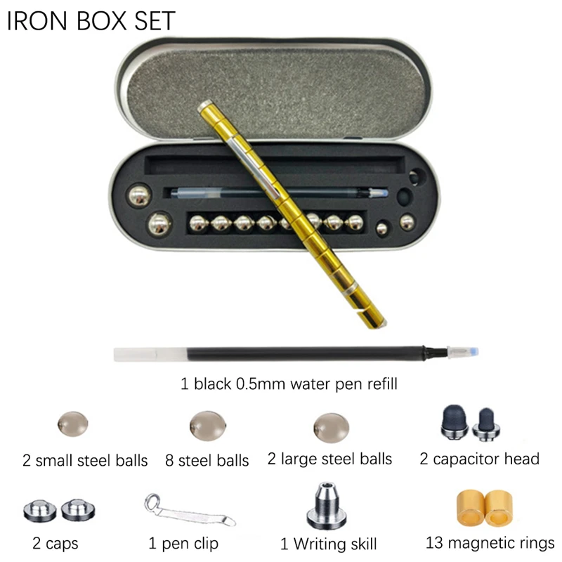Creative Metal Magnet Pen Decompression Toy Gel Pen Multifunction Fidget Touch Pen School Office Writing Gifts Stationery