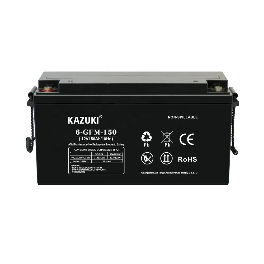 KAZUKI Solar Battery 12V150ah AGM Storage High Performance Rechargeable Lead Acid Battery