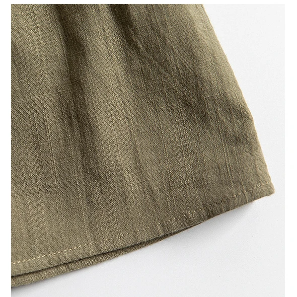 Summer kids outdoor casual clothing toddler baby little girl short-sleeve 100%linen Peter Pan collar vintage solid sweet dress