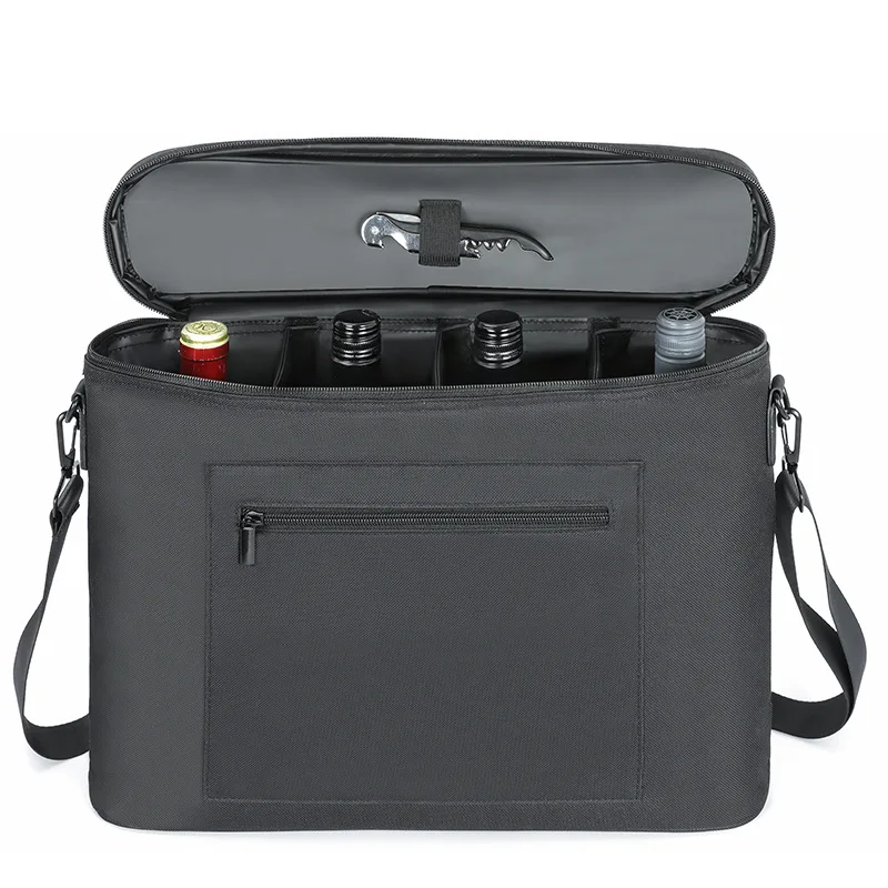 Outdoor wholesale waterproof large capacity custom logo 4 bottle insulated wine beer cooler tote bag with bottle opener
