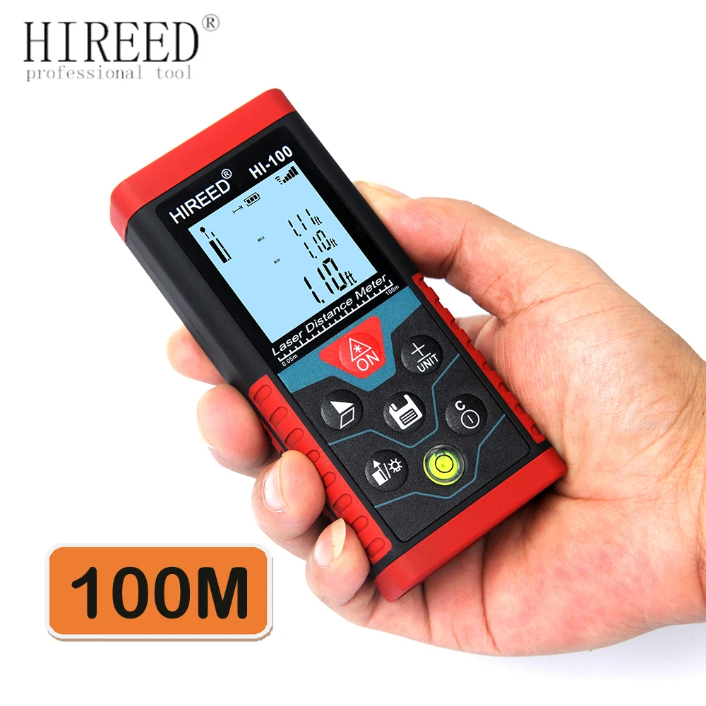 HIREED laser distance meter 100m laser tape range finder build measure