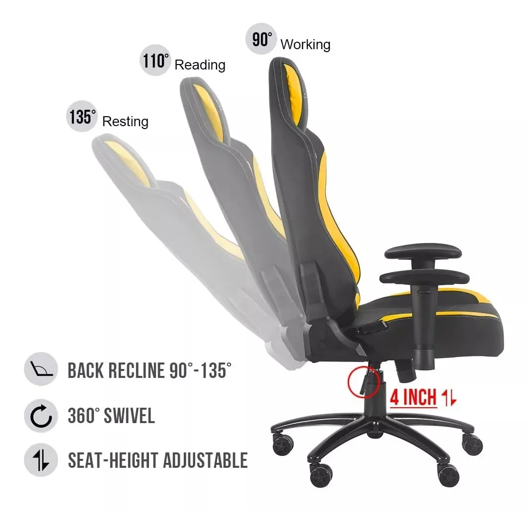 Brazil Stretch Cloth Cat Paw Cloth Yellow Gaming Chair with Wireless Gaming Keyboard and Mouse Armrest Pad for Arms and Elbows