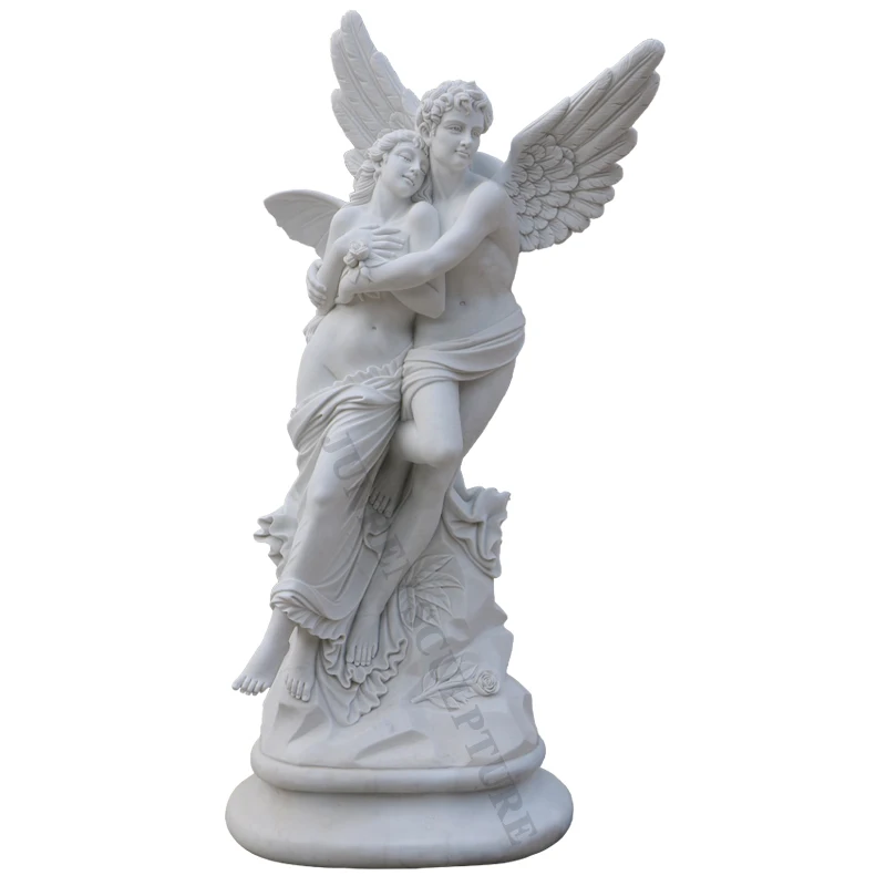 Greek Marble Cupid and Psyche Statue
