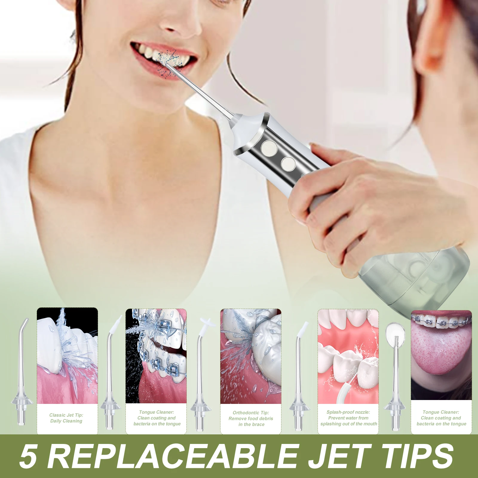  Dropshipping 2021 Portable Dental Irrigator Water Flosser Cordless Oral Rechargeable Supplies For