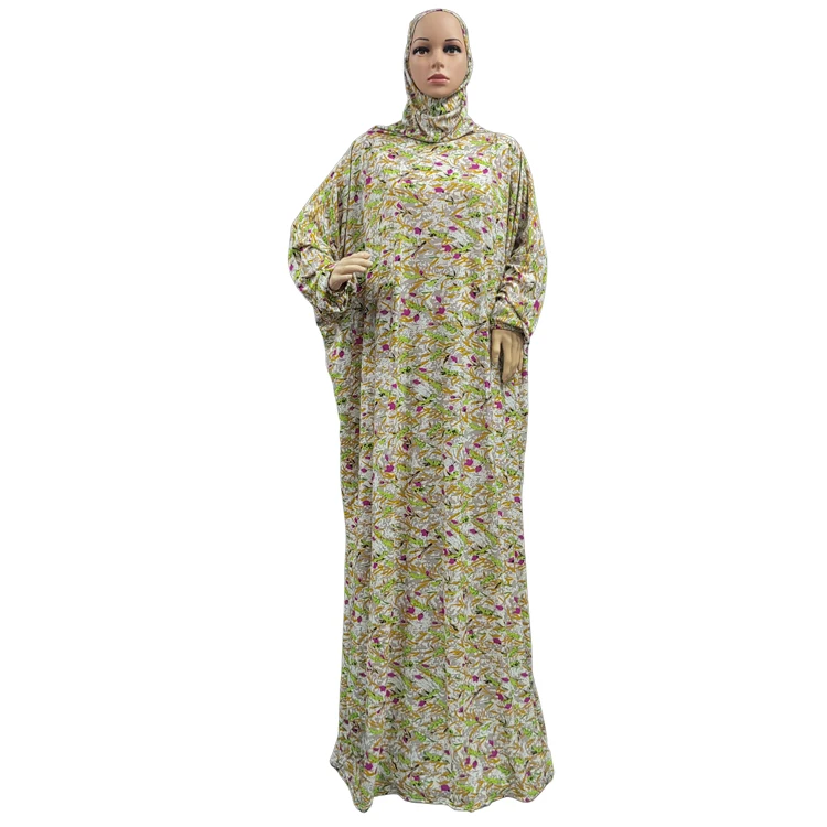 2022 Hot Design High Quality Khimar Muslim Dress with Hijab Jilbab Vintage Floral Printed Muslim Abaya Islamic kaftan abaya
