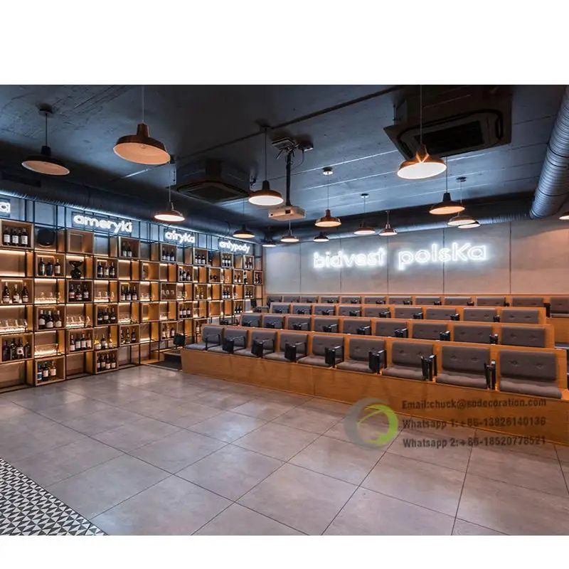 Interior design whiskey display cabinet bar wine storage Wooden display wine showcase