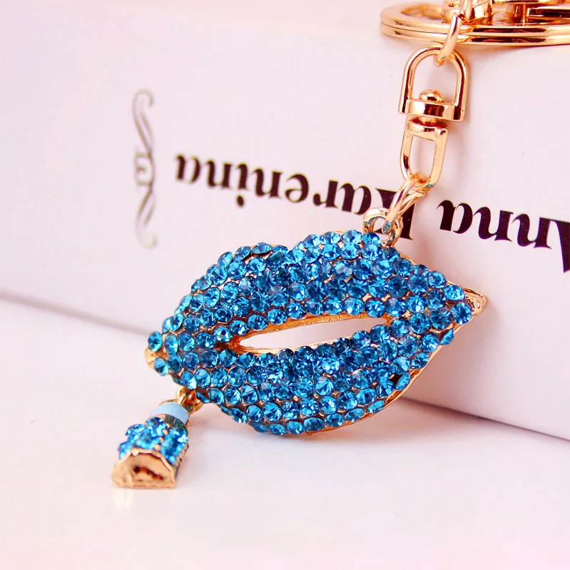 Wholesale Cute Crystal Sexy Lip Kiss Charms Pendants Keychain Bag Decoration Pendants