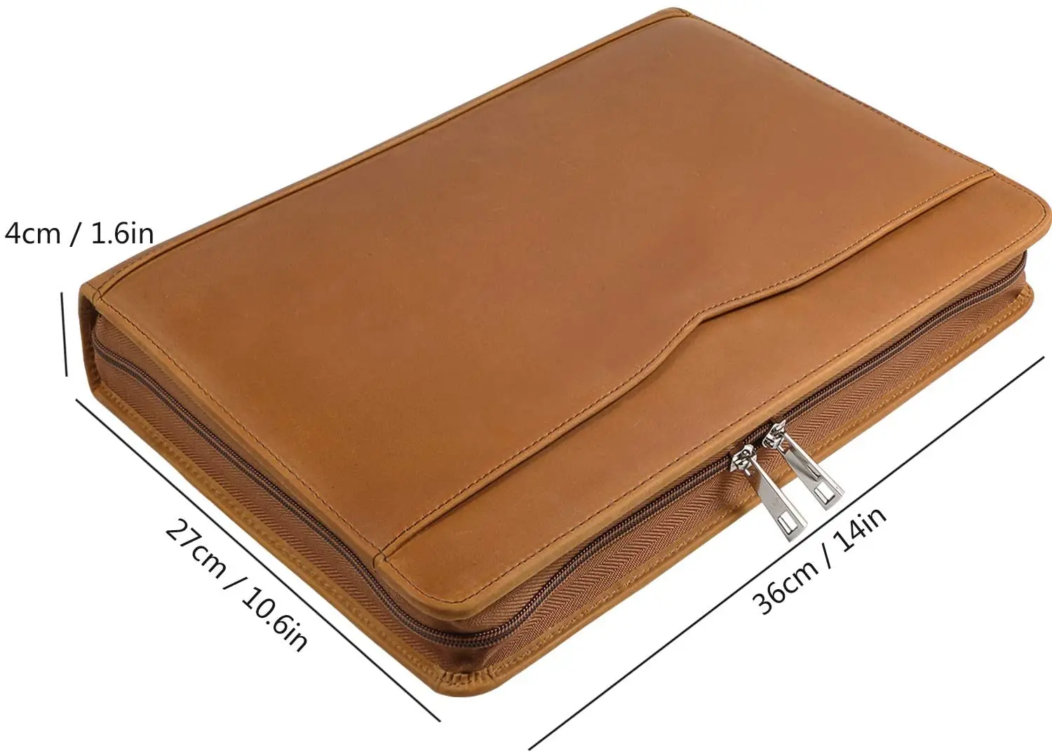 Professional Leather Business Padfolio Portfolio Case, 3 Ring Binder,Zippered Business Document Organizer Tablet Holder Folder C