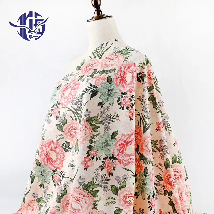 Europe style Eco-friendly cotton woven plain custom Digital printing linen fabric  for dress