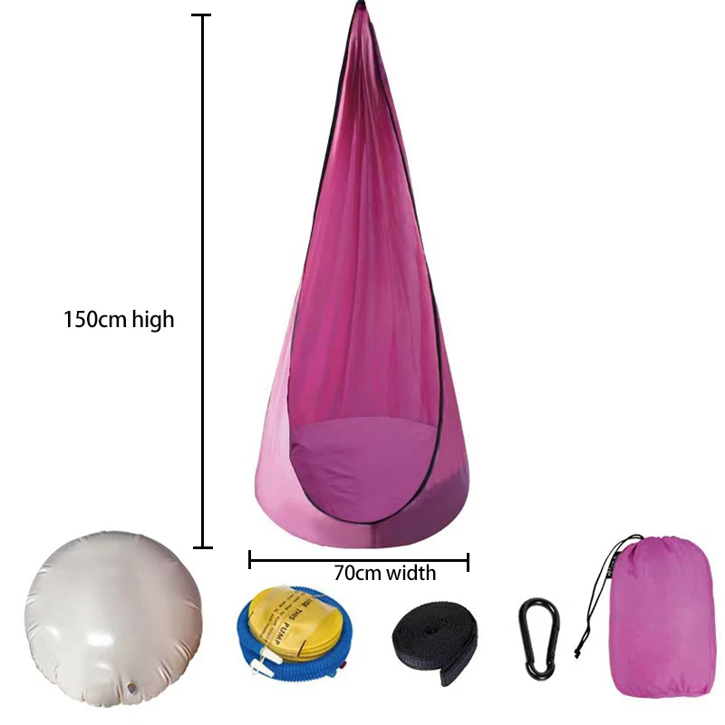 Kids Pod Swing Seat with Air Cushion 200LBS Capacity Nylon Child Hanging Hammock Chair for Indoor Outdoor Use