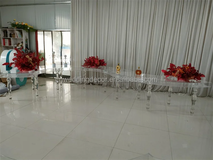 Factory Direct Furniture Living Room Hotel Transparent Acrylic Table Round Clear Banquet Table For Wedding Decoration Props