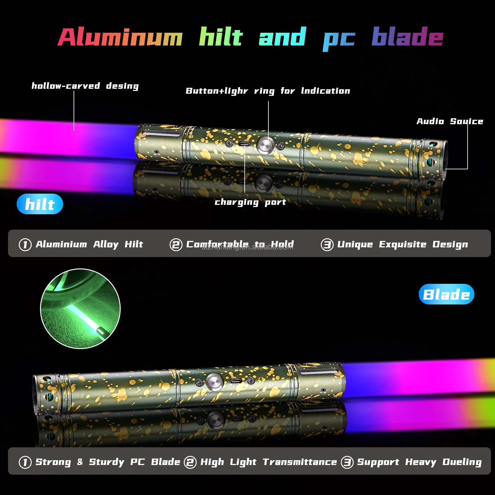 Warwolf Wholesale 15 Colors 2-in-1 Pixel Metal Lightsaber Hilt LED Starkiller Lightsaber