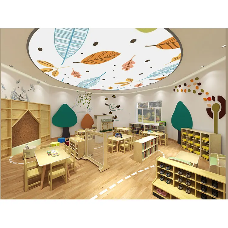 New Product Soft Daycare Plastic And Wood Table Chair Set Playroom Furniture