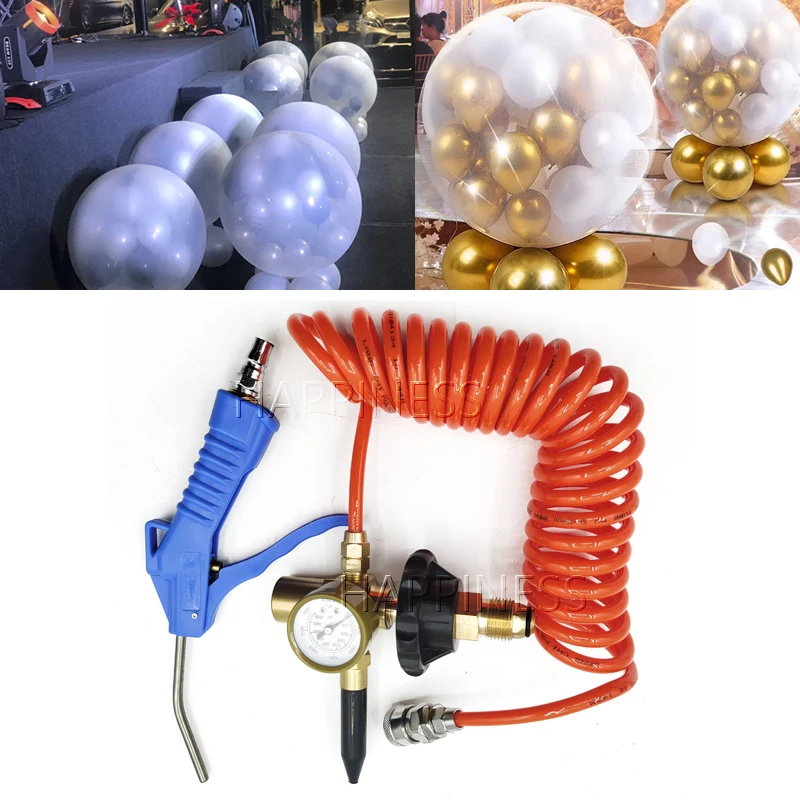 HAPPINESS G518 Connector Balloon Helium Tank Regulator Fill Valve for Balloons with Gauge
