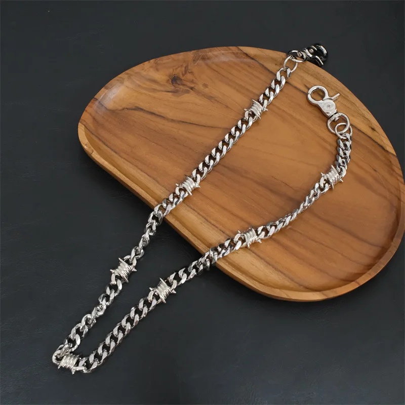 Latest Hiphop Style Stainless Steel Barb Wire Wallet Chain Jewelry For Men Boys