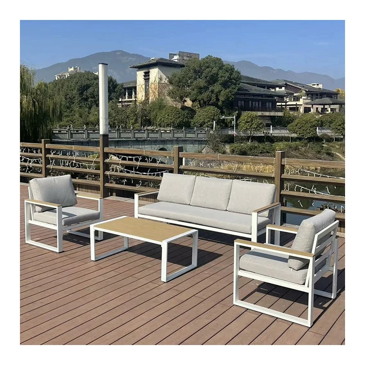 Luxury Modern White Aluminium Garden Furniture Outdoor Sofa Set Modern High Quality Metal Garden Sofa