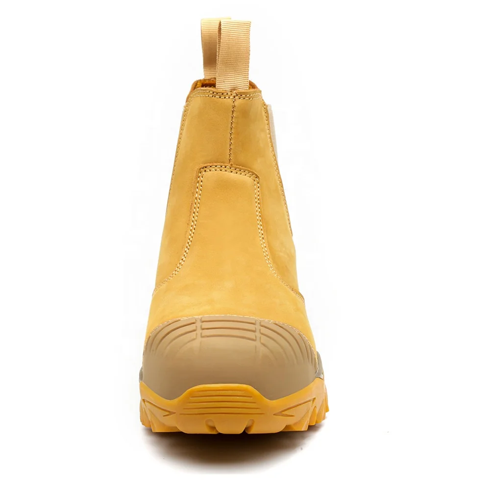 Top Grade No Lace Easy Wear Nubuck Leather Steel Toe Rubber MD Sole Chelsea Safety Boots
