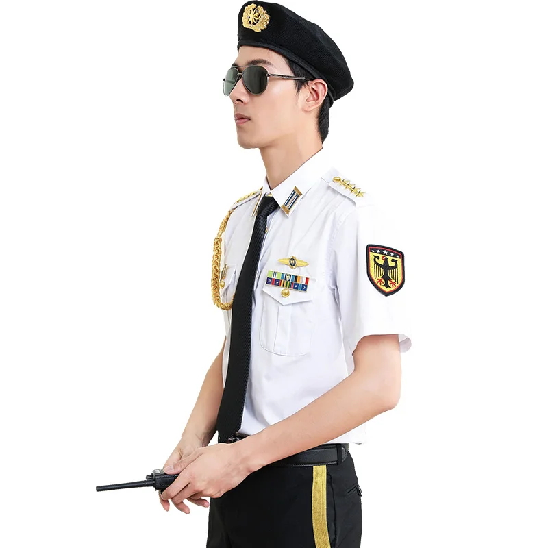 New Design Long Sleeve Shirt with Epaulet White Security Uniform Shirts