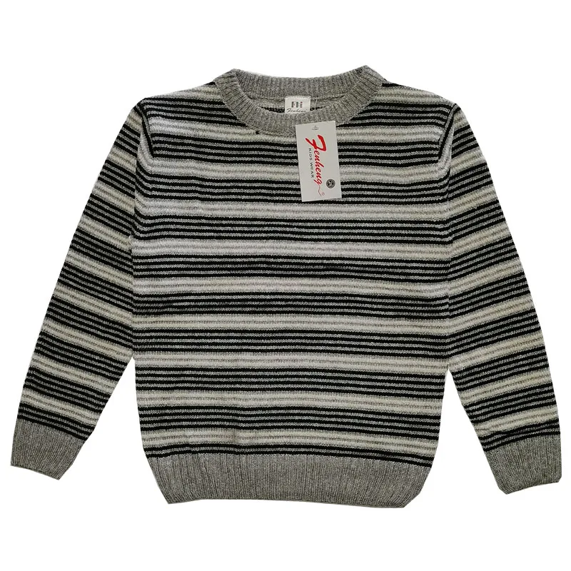 Top-Level Custom Style Boy Sweaters Stripe Over Sized Sweater Elastic Round Neck Knitted Sweater