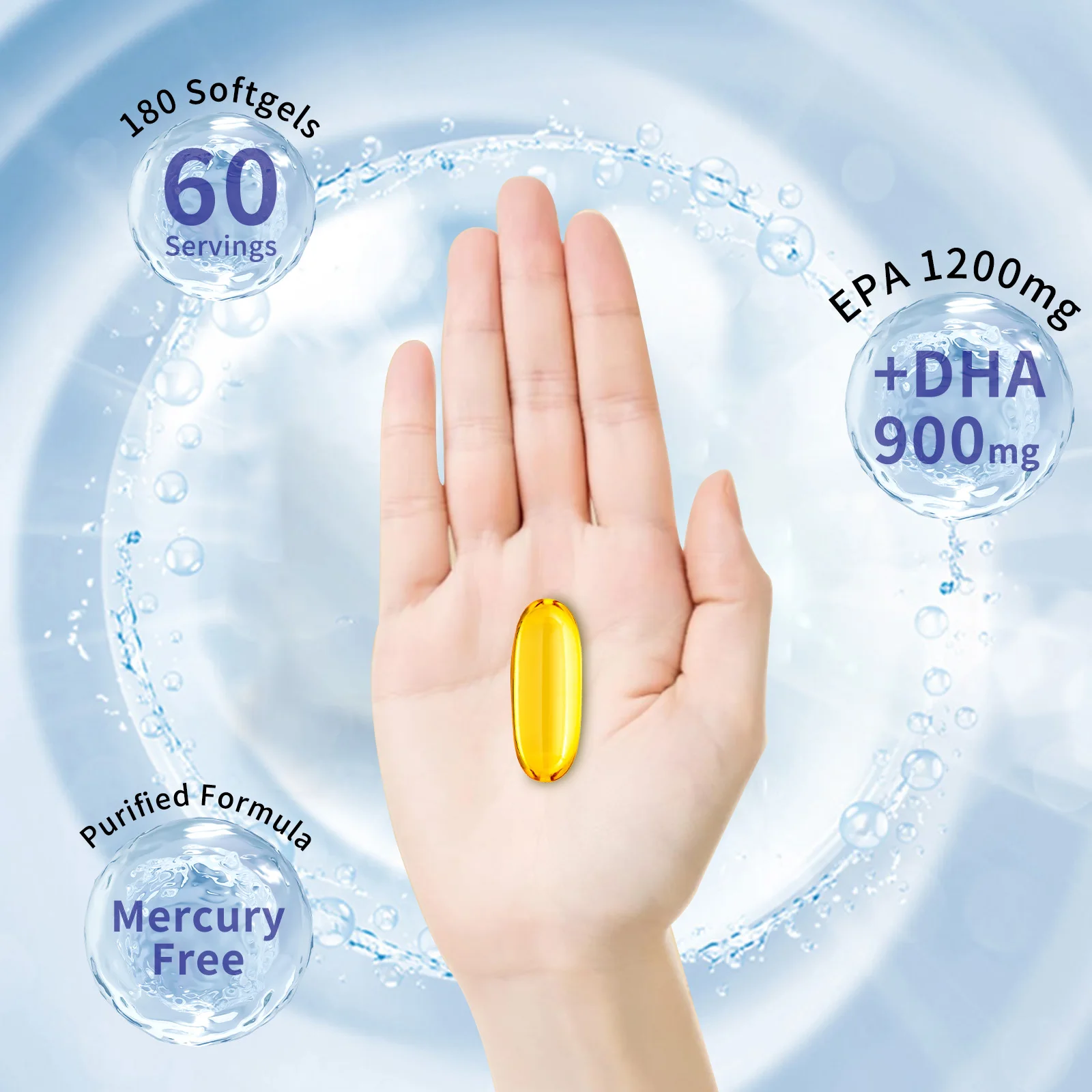 Private Label Fish Oil Capsules Omega 3 Capsules Vegan DHA EPA Deep Sea Fish Oil Softgel Capsules Omega 3 Supplement