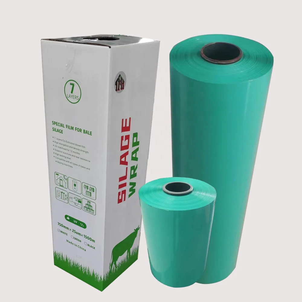 5 Layers blown grass silage films Anti UV Green agriculture plastic film round hay bales