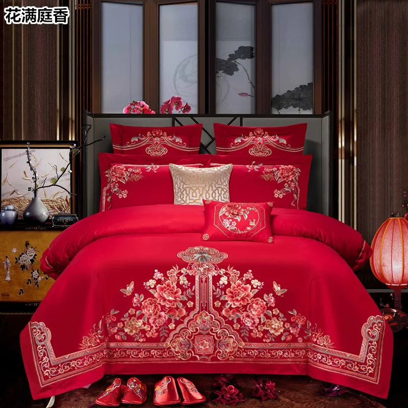 2022 Wholesale wedding Bedding  sets 100% Cotton Bedding Comforter Sets Luxury wedding party Bed Sheet BS900