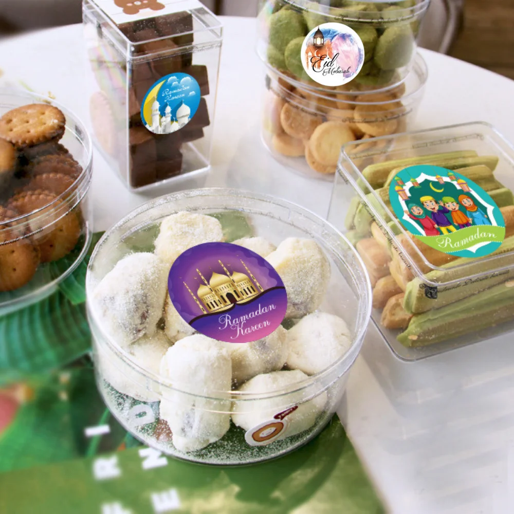 Islamic Muslim Ramadan Eid Mubarak 12 dots Gift Tag Paper Sticker eid mubarak party supplies Label Stickers