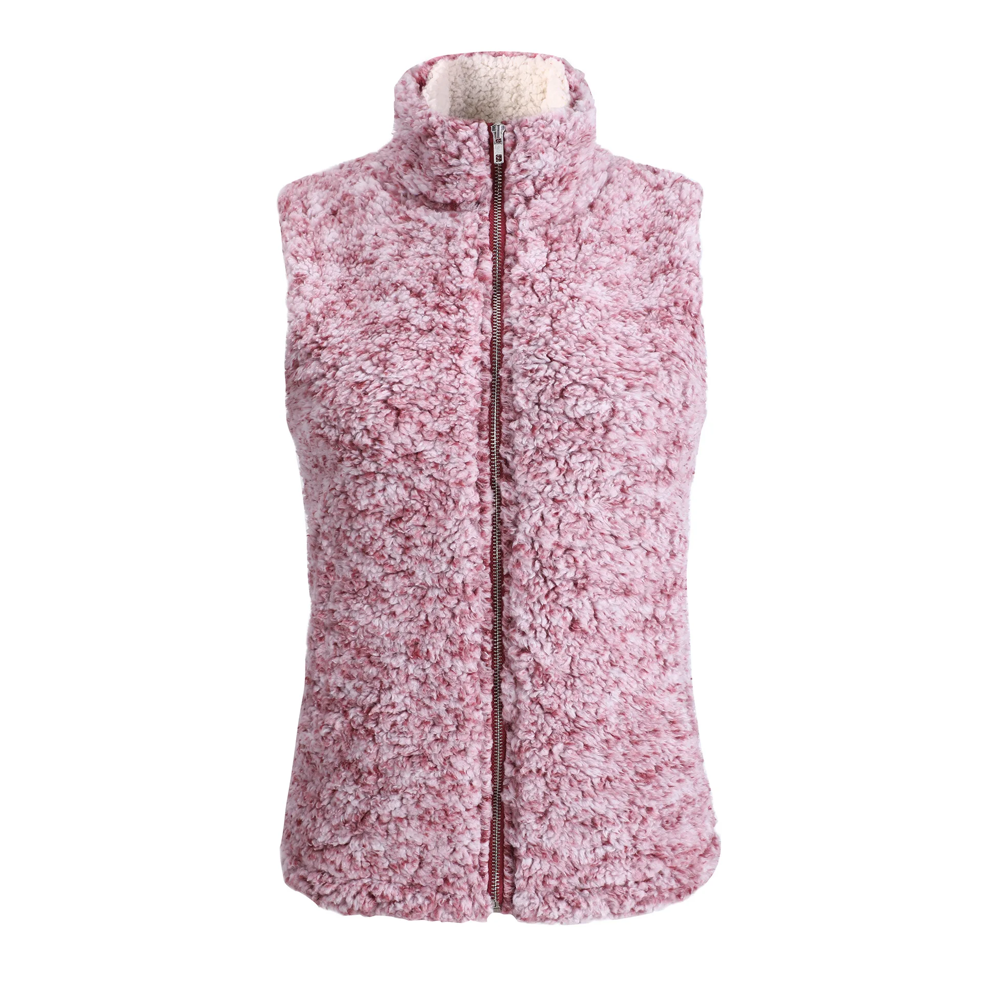  Womens Sleeveless Zip Up Fuzzy Faux Sherpa Vest Sweater Cozy Coat Jacket With