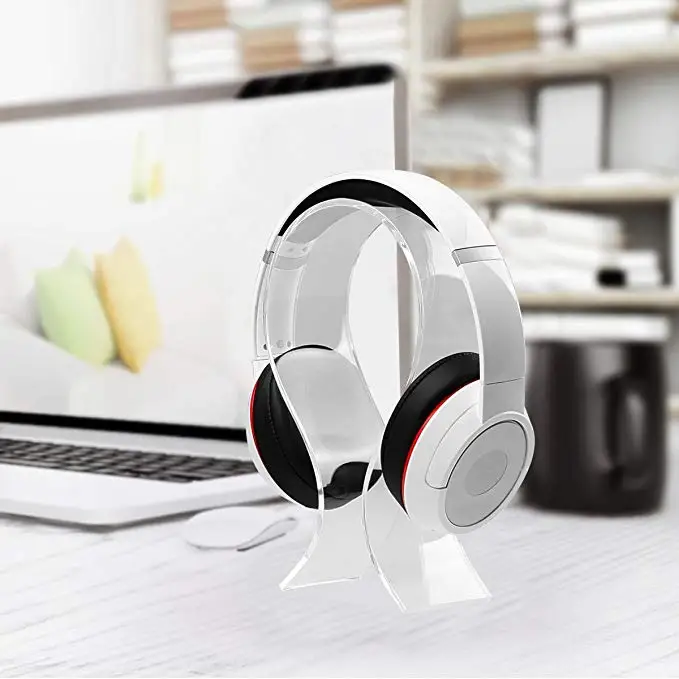 Illuminated Earphone Acrylic Headset Holder LED Lighted Headphone Display Stand