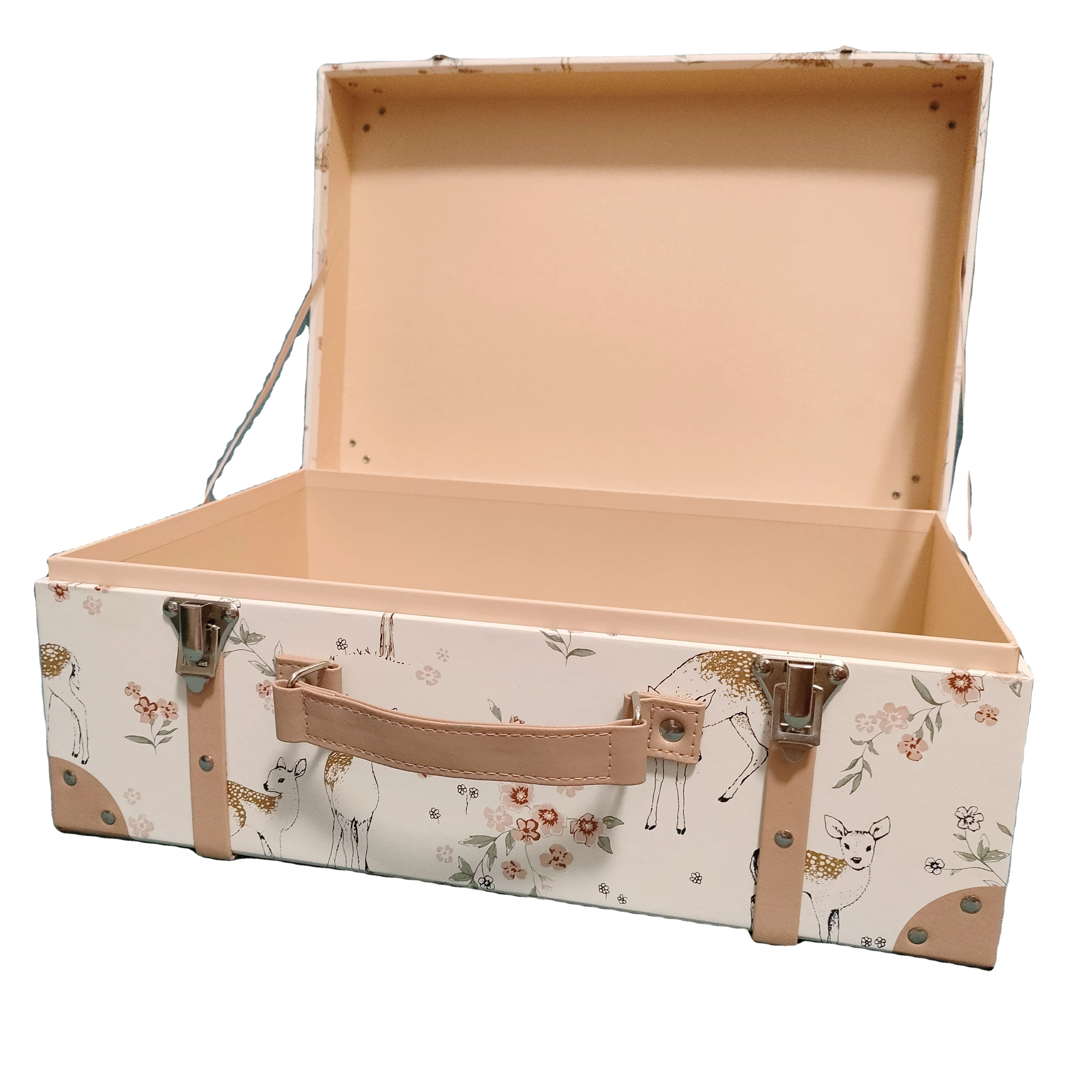 kids suitcase with hand-make printing stitches Handmade Cardboard Gift Boxes Decorative Vintage Suitcase box