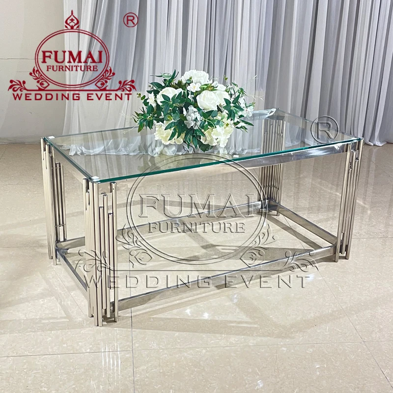 Living Room Stainless Steel  Modern Luxury Centre Glass Coffee Tables