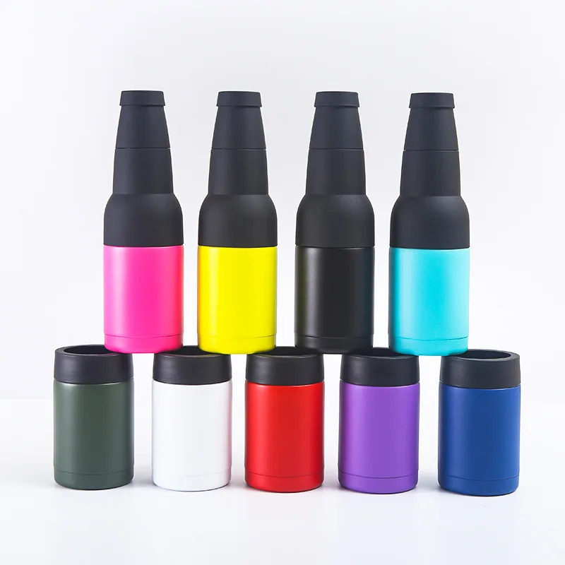 Bottle and Can Thermo Vacuum Insulated Double Walled Stainless Steel 3-in-1 Beer Bottle and Can Cooler with Beer Opener