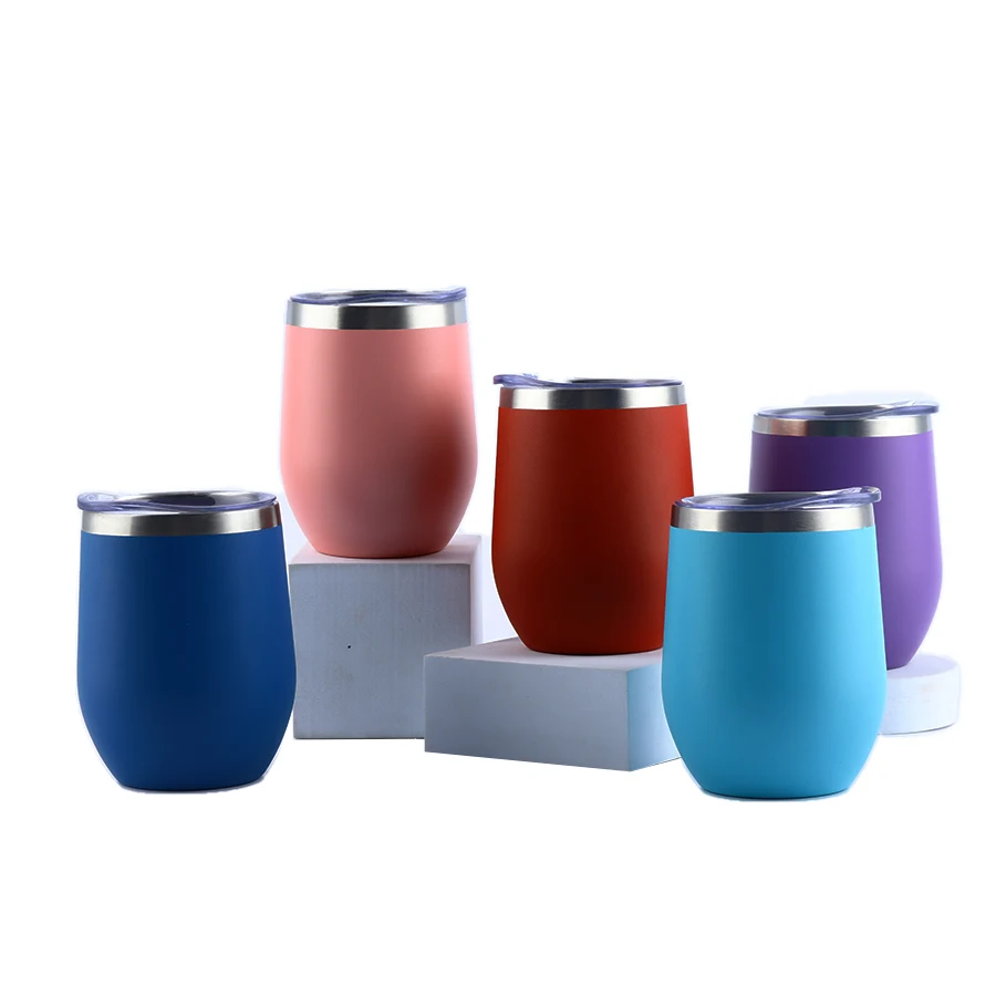 2021 Double wall insulated  12oz wine cups  stainless steel cups popular color wine tumbler with straws