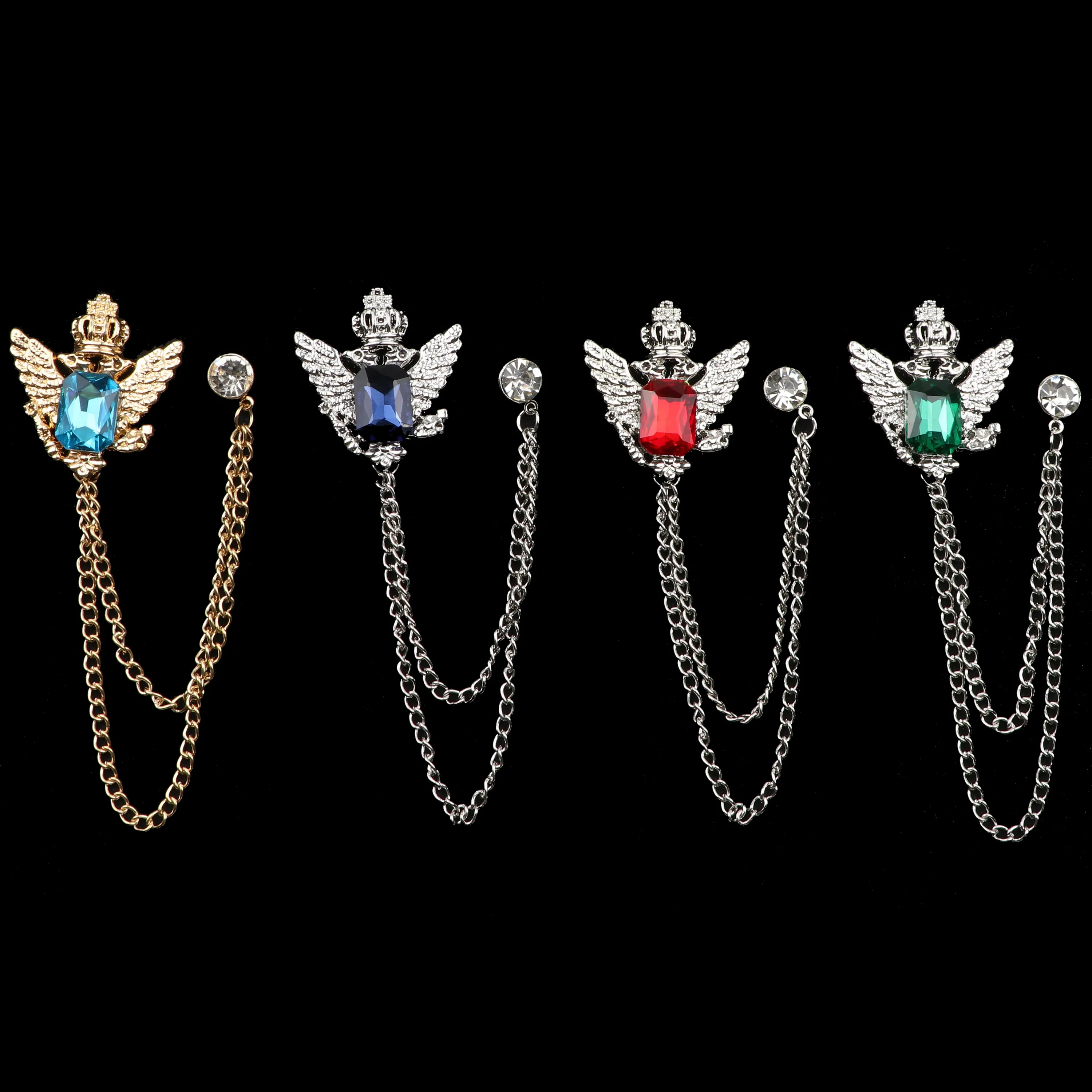 New Vintage Man Suit Tassel Brooch Large Alloy Rhinestones Retro Pins Shirt Jewelry For Wedding Dress Party Neckware Accessories