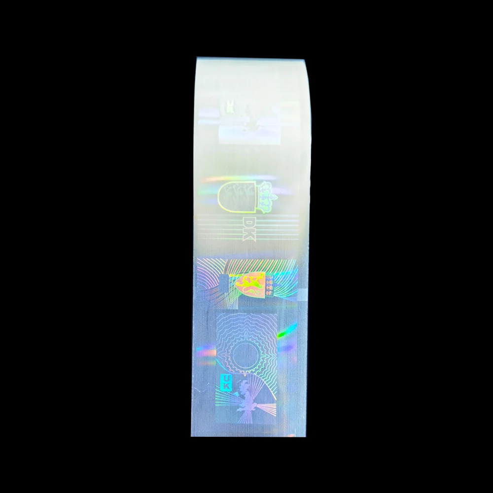 Professional Factory Custom Printing Hologram Direct Thermal Label Self Adhesive Holographic Roll Silver Adhesive Label Film
