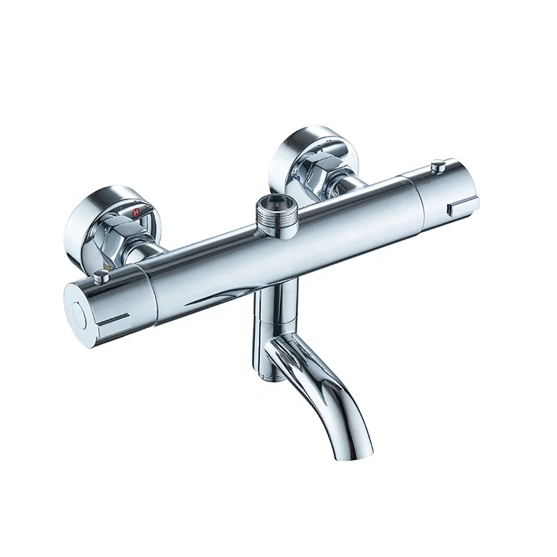 Bathroom Plumbing Cheap Wall Mount Bath Shower Mixer Tap With Thermostat Exposed Thermostatic Shower Mixing Valve Mixer Faucet