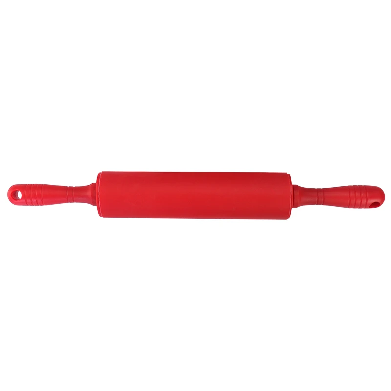 Silicone non-stick rolling pin with plastic handle for baking professional or home baking tool for use with dumpling wrapper