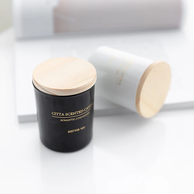Wholesale Custom 7*8.5cm Glass Jar Round Soy Wax Black Tea Nordic Christmas Buy Scented Candle for Yoga