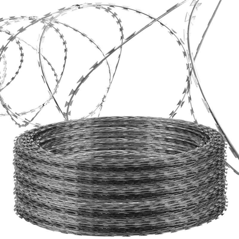 High quality BTO-60 Galvanized Razor Wire Coils Concertina Barbed Wire For Security Protection