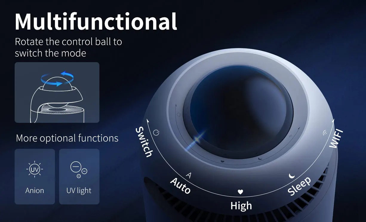 Oem Manufacturer Factory Modern Design Smart Wifi Home Large Room Air Purifier