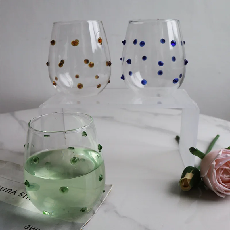 Creative Blue Irregular Dot Glass Design Cup Characteristic Water Cup Tactile Wave Dot Milk Mug Juice Cup