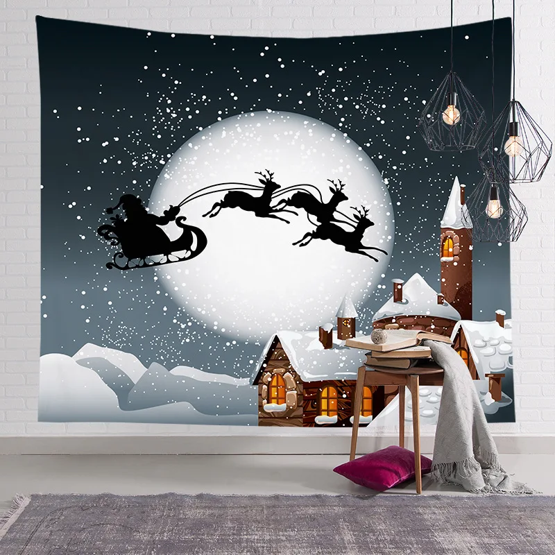 Christmas tapestry for home decorations Christmas banner Wall Hanging Xmas Tapestry Warm Christmas Wall Art for Bedroom Decor