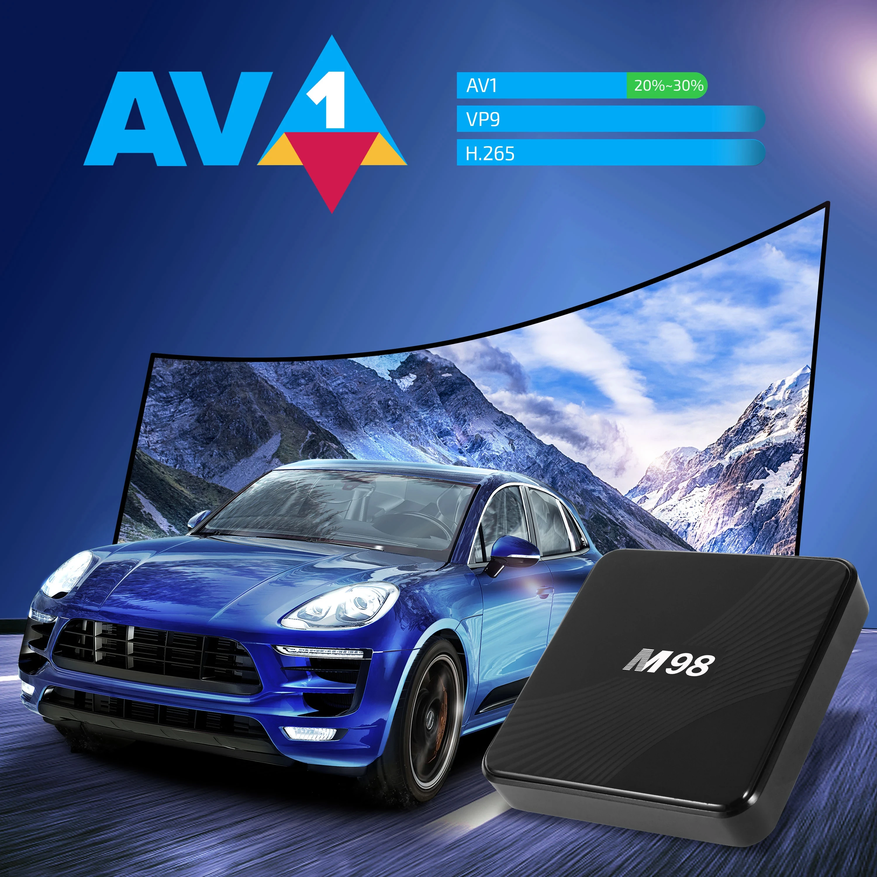 M98 HD 4K Smart TV device Android 12 Amlogic S905 2GB 16GB with AV1 ATV dual WiFi 2.4G 5G BT5.0 iptv multimedia player TV Box