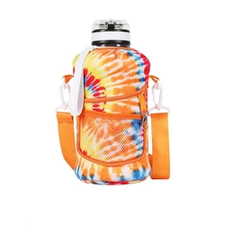 Customization Half Gallon and Straw lid BPA Free Sports Water Bottle Jug with Handle 2.2L Water Bottle with Sleeve