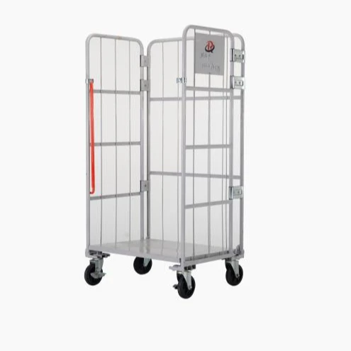 Wholesale Warehouse Galvanized Collapsible Folding 4 Wheel Cage Roller Trolley