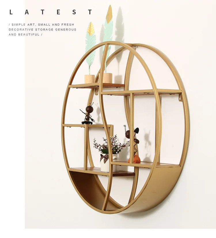 Metal Round Wall Hanging Modern Wall Shelf Set Decorative Multi-functional Plant Rack Home Wall Iron Floating Shelves