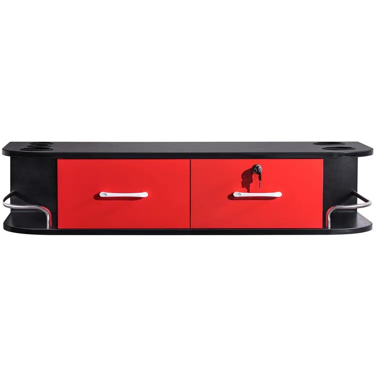 Novelty Design 2 Drawer 2 Side Cabinet Lockable Storage Cabinet Table Top Has Two Built-In Brackets Wood Wall Mount Salon Equipm